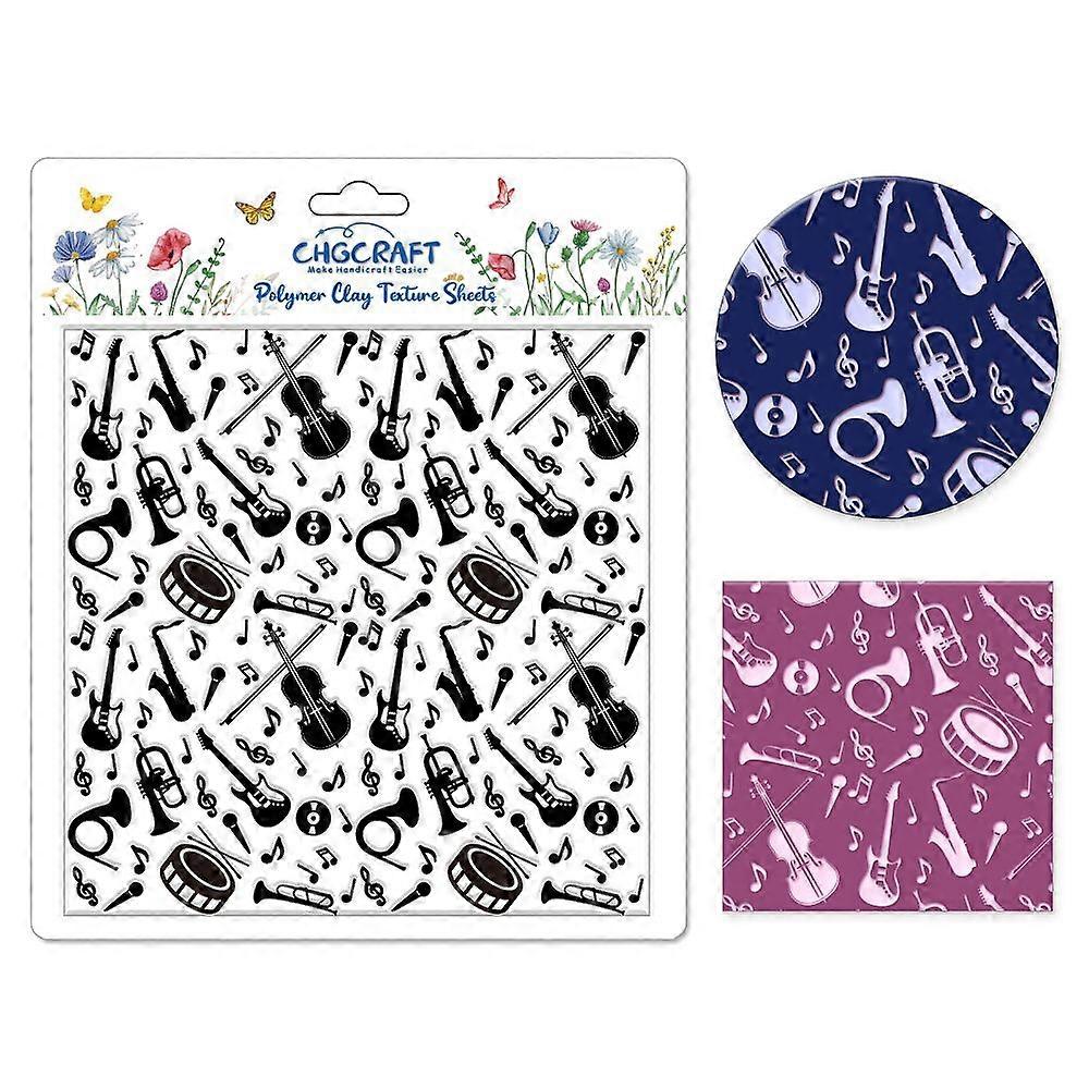 Musical Instruments Polymer Clay Texture Sheets Musical Note Silicone Texture Stamp Clay Texture Mat Modeling Pattern Pad Texture Sheets for Jewelry a