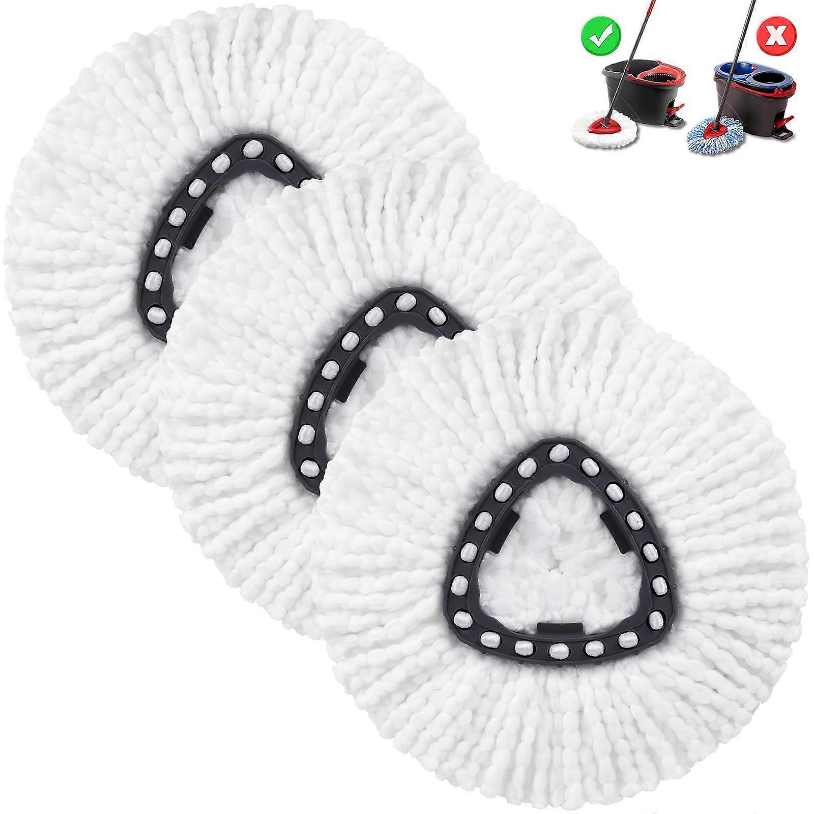3 Pack Spin Mop Replacement Heads Compatible with OCedar Triangle, Microfiber Refills for Deep Floor Cleaning, Machine Washable Wet and Dry Use