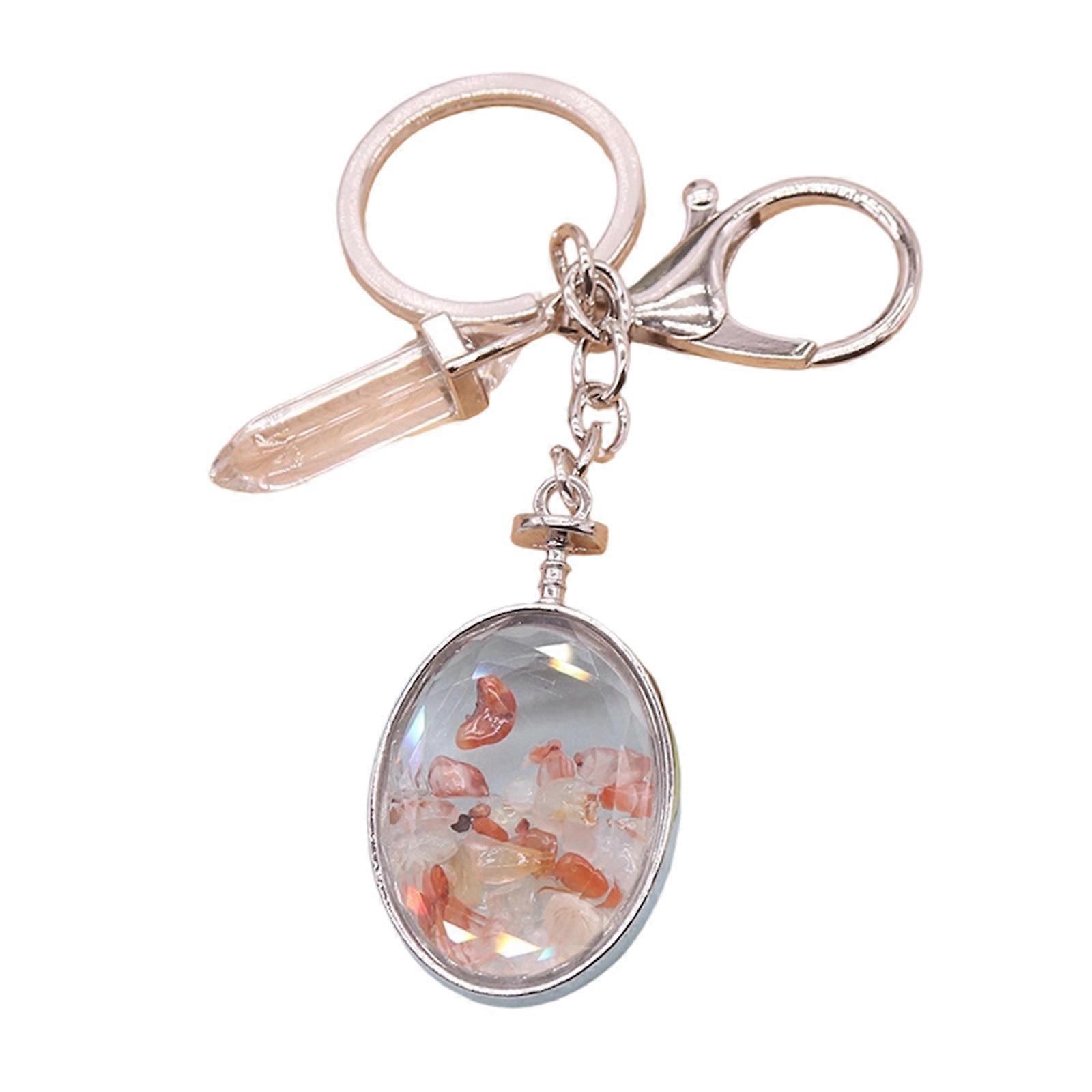 Long Time Use Natural Stone Alloy Glass Keychain For High Frequency Ornamental Applications Multicolor