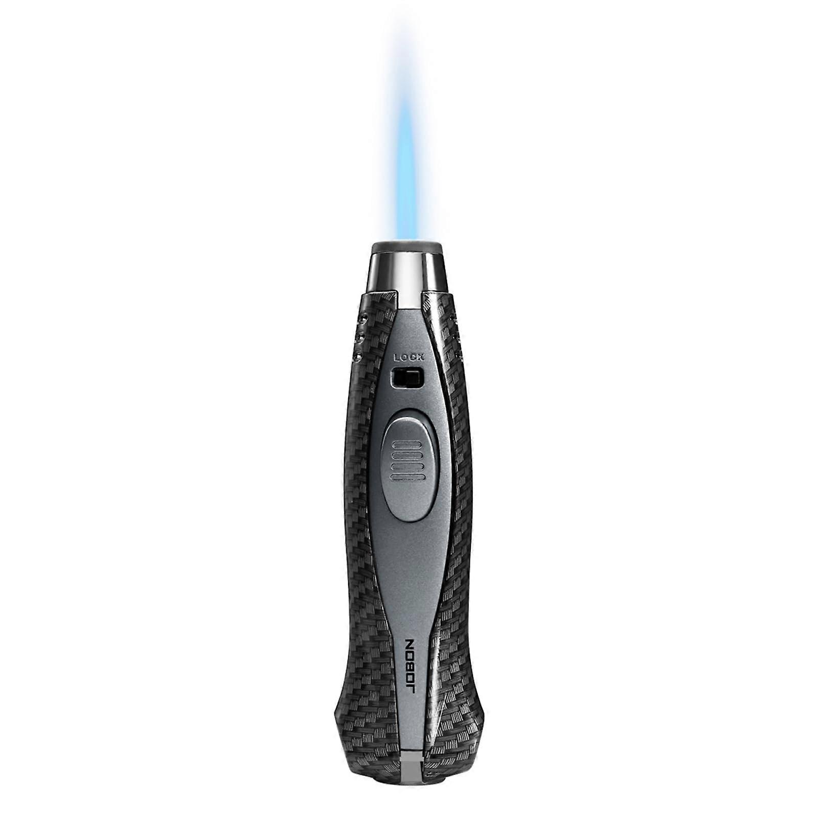 Torch Lighter Refillable Butane with Windproof Blue Flame and Adjustable Control for Cooking Grilling Black