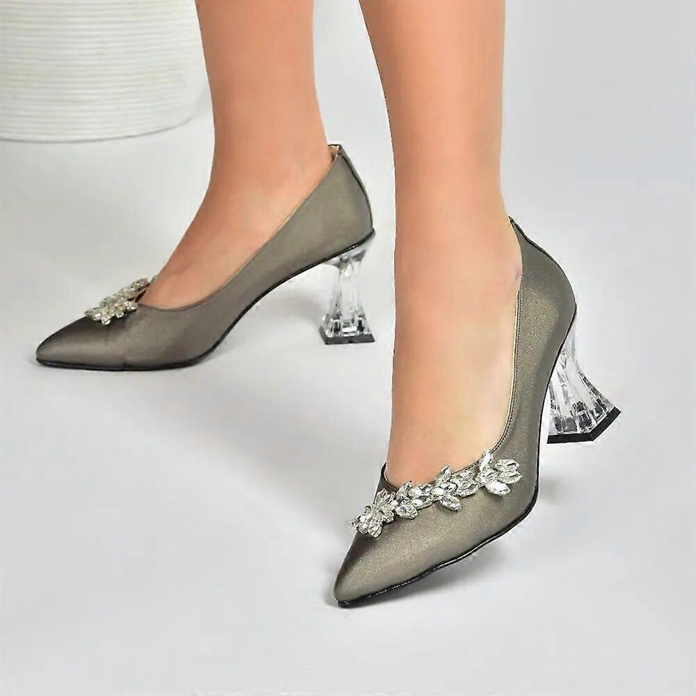 Platinum Rhinestone Low Heel Wedding Shoes RA-050