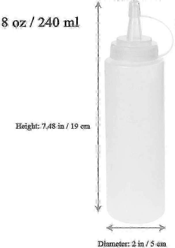 Lot de 6 flacons souples de 237 ml (8 oz) en plastique PEHD sans BPA, transparents, étanches, résistants aux hautes températures, pour sauces, huiles et condiments.