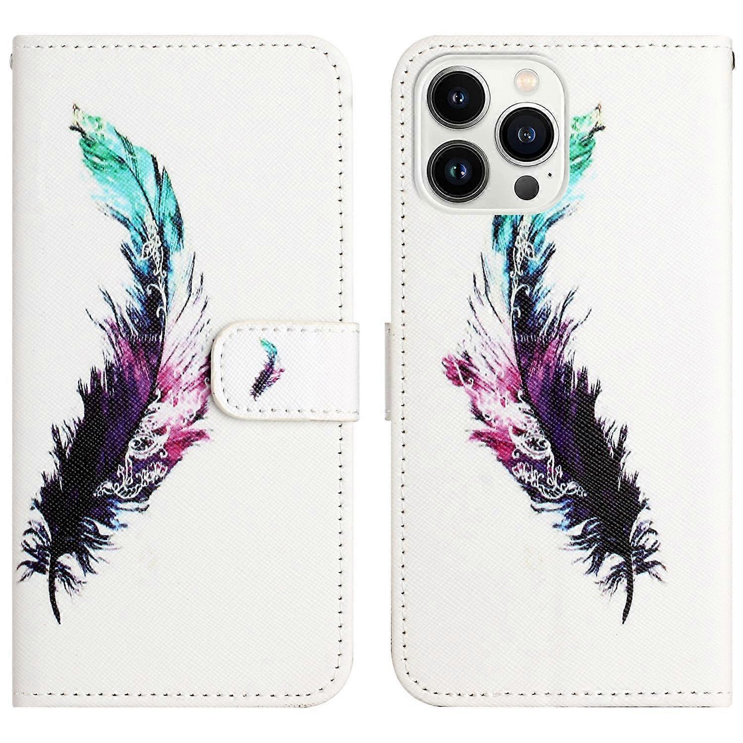 For iPhone 16 Pro Max Wallet Case PU Leather Phone Cover Cross Texture Pattern Print