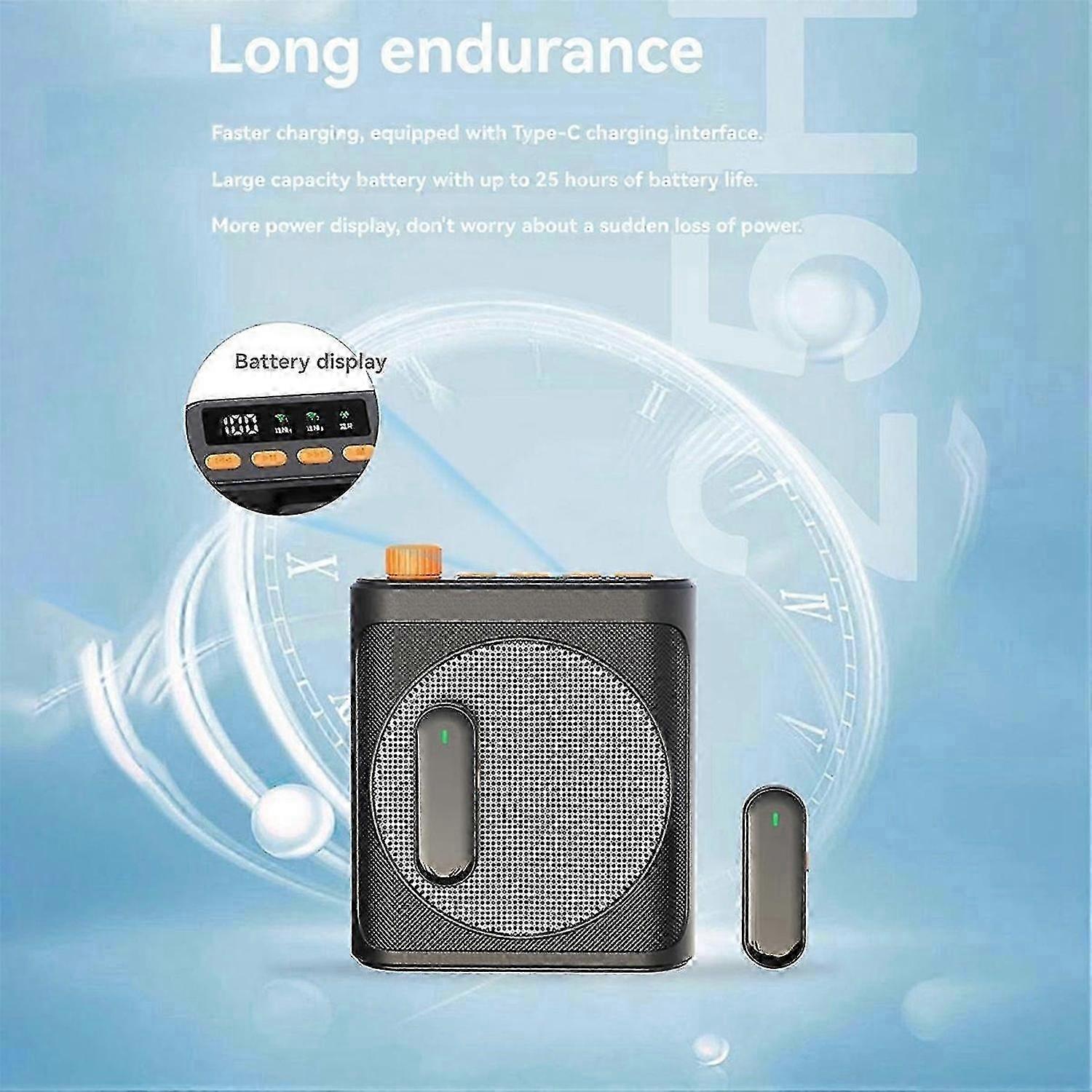 Wireless lavalier microphone with rechargeable speaker