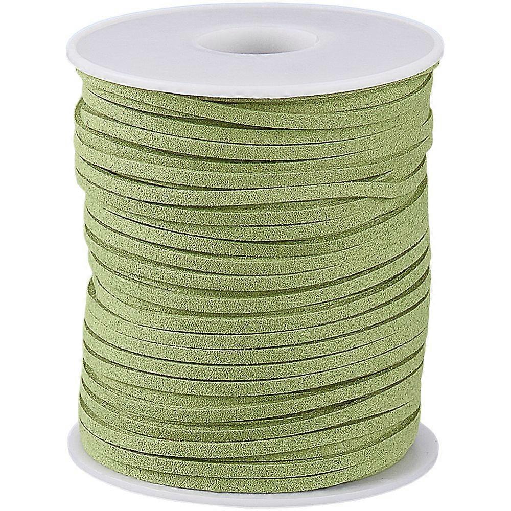 1Roll Imitation Leather Cord Flat Olive Drab 3x1.5mm