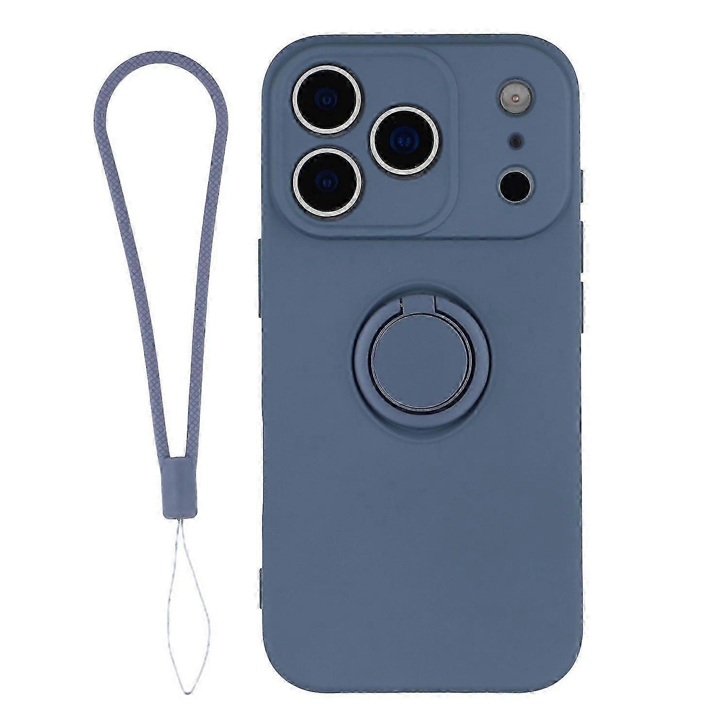 For iPhone 17 Pro Max Silicone Case with Strap Ring Kickstand Phone Cover