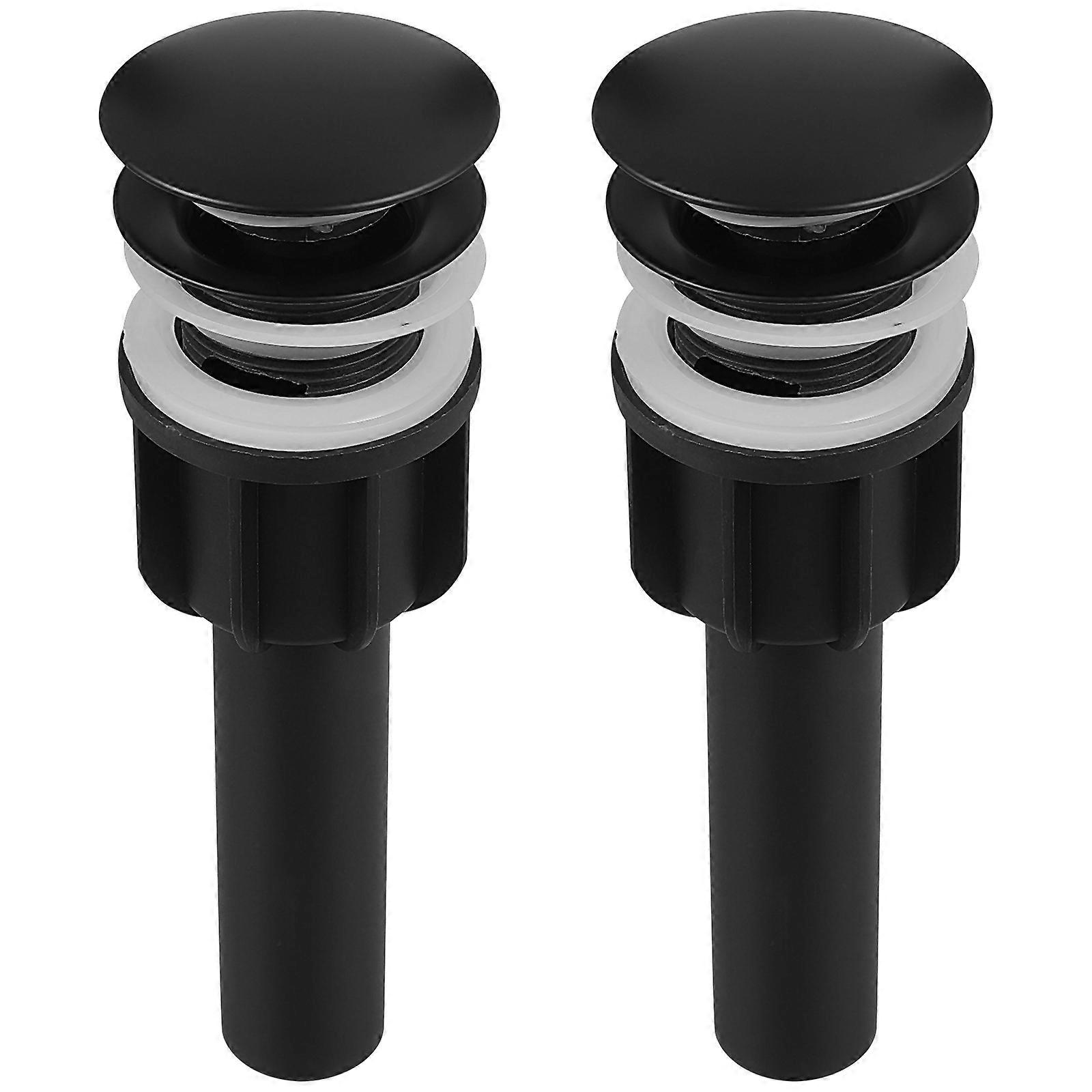 Washbasin Draining Plug Ceramic Stopper for Sink Use 2Pcs Easy Install Black Plastic