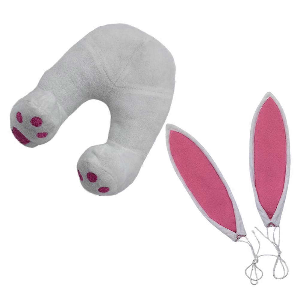 Easter Door Decorations Bunny Butt Ear Decor for Hanging 1Set White Polyester