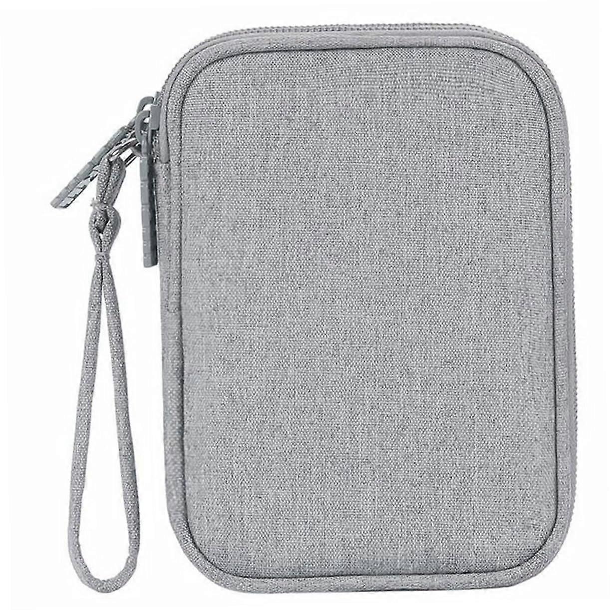 Cable Organizer Light Grey Polyester Travel Electronics Accessories Case with Tangle Storage