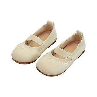 Tyttöjen nahkaiset mokkasiinit, prinsessa, nude-väriset, pehmeäpohjaiset, nahkakengät, matala suu, beige, 15-18 kuukautta