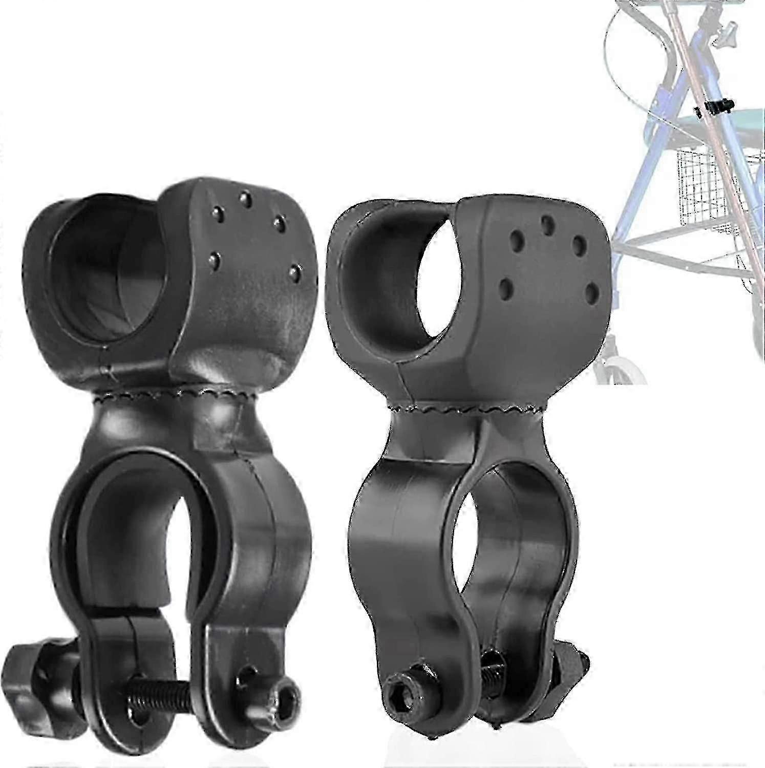 Cane and Crutch Holder for Wheelchair - Sturdy Black Mobility Accessory (2 Pack)