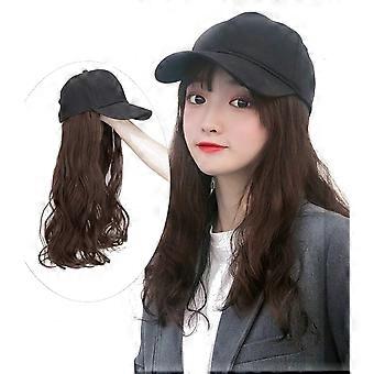 22 Inch Dark Brown Synthetic Hairpiece with Cap, Long Wavy Heat Resistant Wig for Women