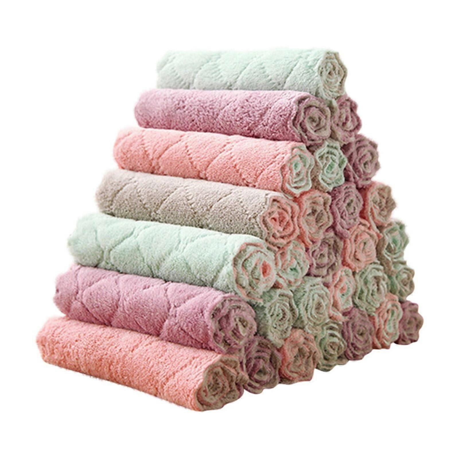 10-Pack Double-Sided Super Absorbent Cleaning Cloths - 6" x 10" Microfiber Towels for Kitchen, Car, Window & Multi-Surface Cleaning