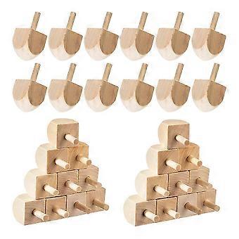 Wood color,50 Pieces Hanukkah Wooden Dreidel Blank Unfinished Natural Wood Dreidels for Hanukkah Par