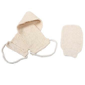 2 Pcs Sisal Exfoliating Back Scrubber and Bath Gloves Set for Shower DualSided Body Scrub Mitt for Smooth Skin