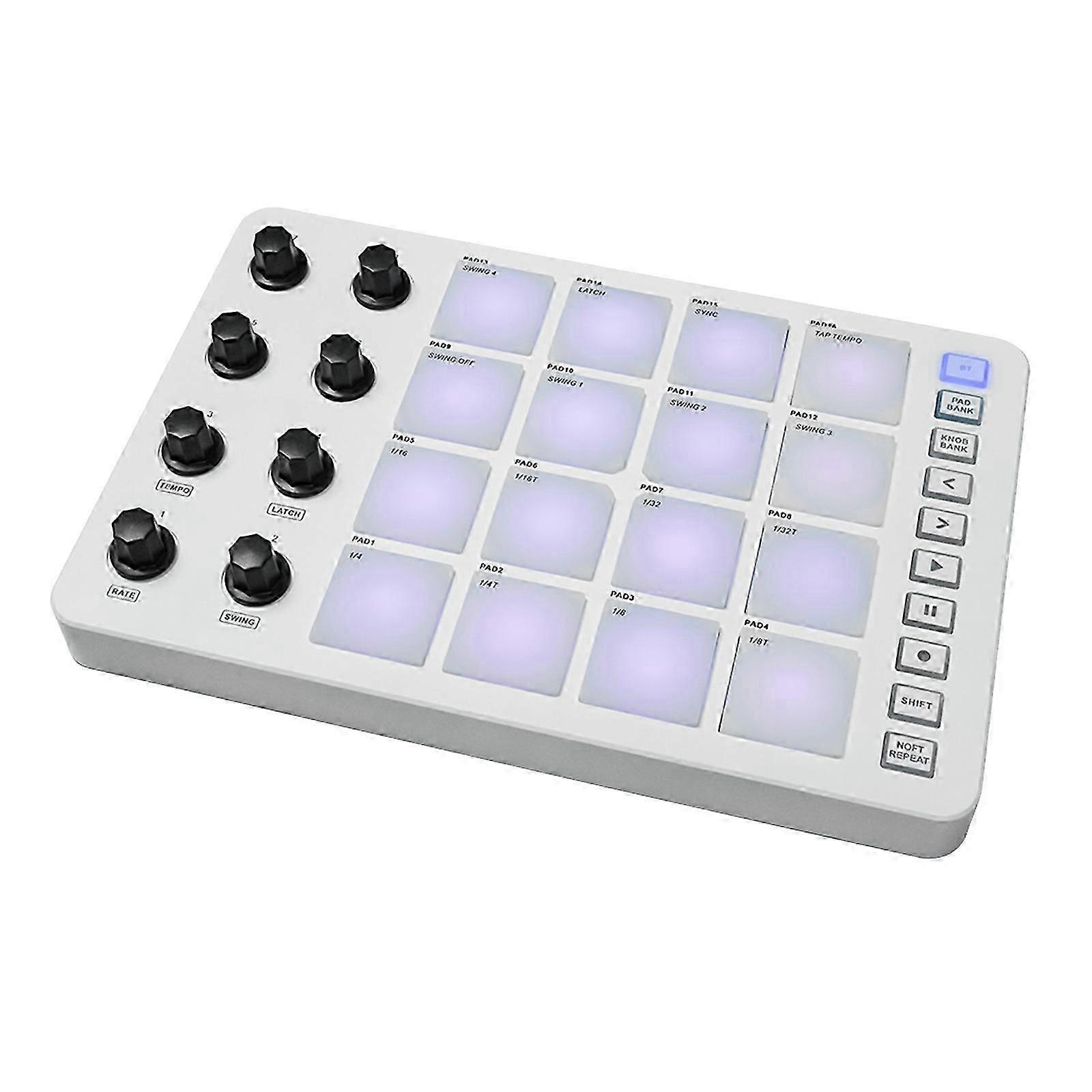 M-VAVE MIDI-Controller mit Schlagpad, RGB-Hintergrundbeleuchtung, Bluetooth-Verbindung, geringer Latenz und 3,5-mm-Ausgang (MIDI-Pad QV)