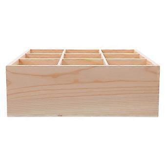 Plateau de tri en bois à compartiments, finition marron, 9 compartiments, idéal pour la maison, le bureau et la cuisine.