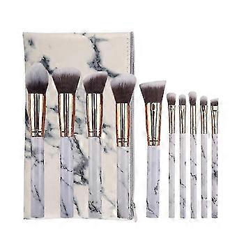 KINZON Lot de 10 pinceaux maquillages professionnels, manche motif marbre, poils synthtiques naturels doux et sans odeur, 10 pinceaux + sac  cosmtique
