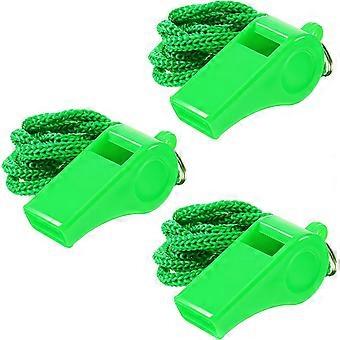 3 Pcs Green Plastic Whistle, Referee Whistles with Lanyard Soccer Whistle Loud Crisp Sound Emergency Whistles Ideal for Outdoor Enthusiasts, and Fami