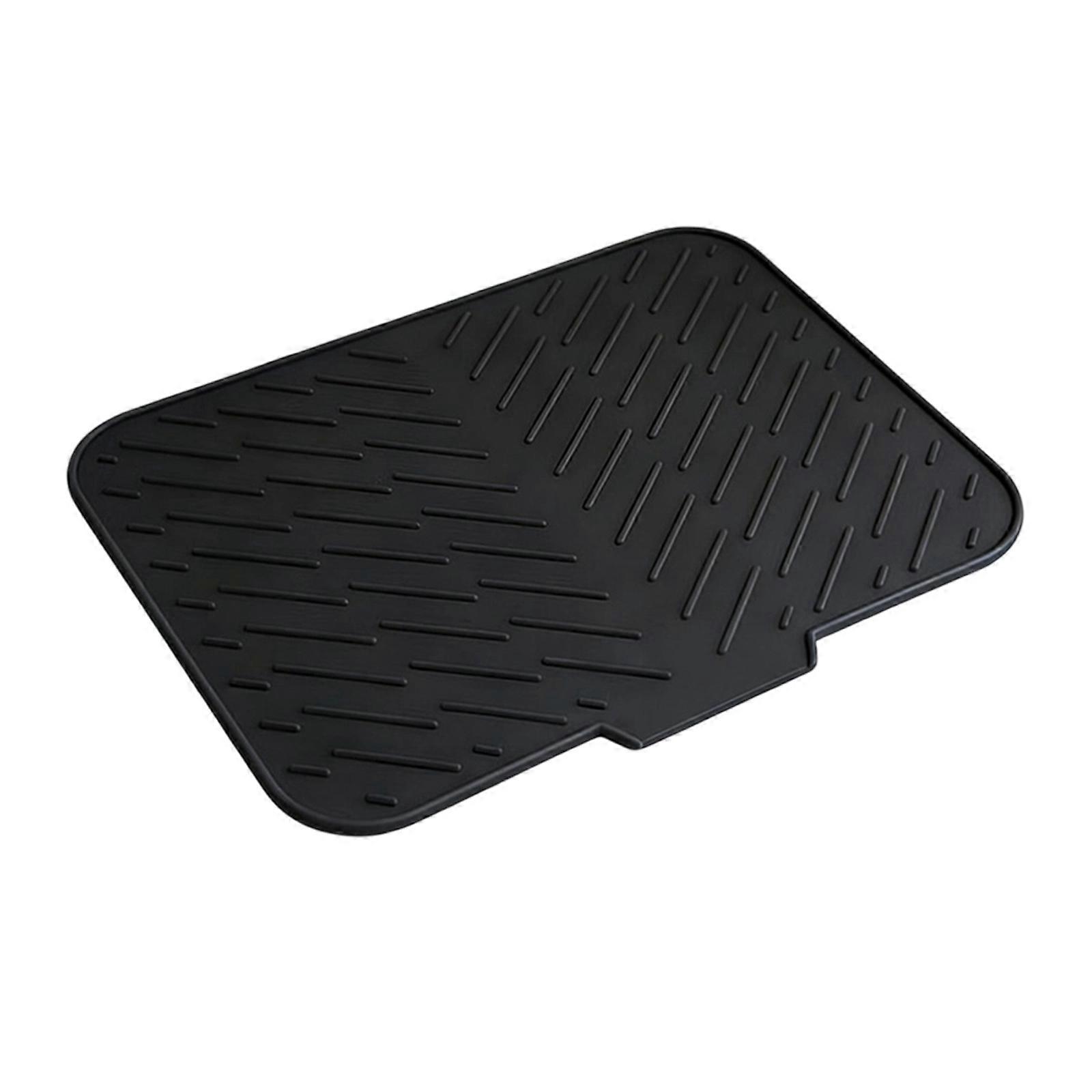 Textured Dish Drying base Having Angled courses To Direct Moisture Into Sink And Guard Table From Intense Heat  Black