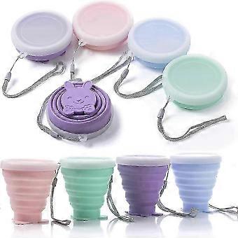 Tazza da viaggio pieghevole, tazza da campeggio pieghevole portatile da 4 pezzi, silicone con coperchi