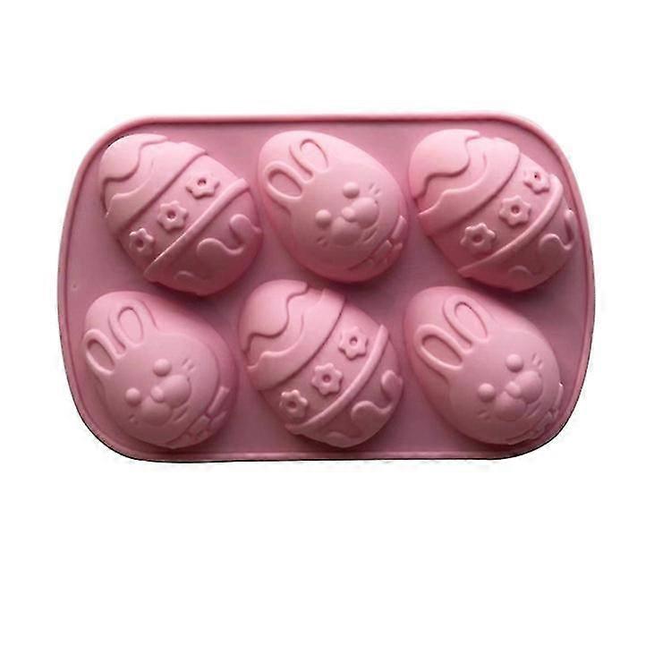Easter Egg Silicone Mold 6 With Rabbit Egg Pink