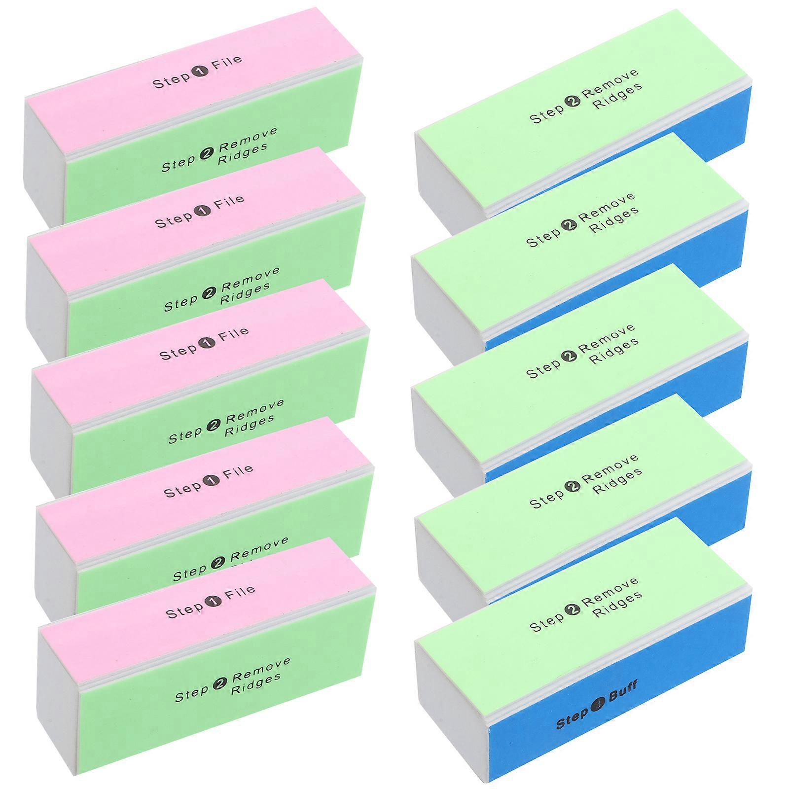Nail Buffer Blocks Four Sided Buffing for Nails 10Pcs Professional Salon Use