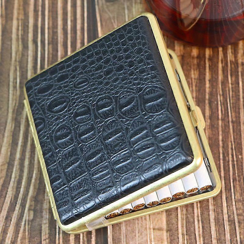 Crocodile patterned brass frame cigarette box