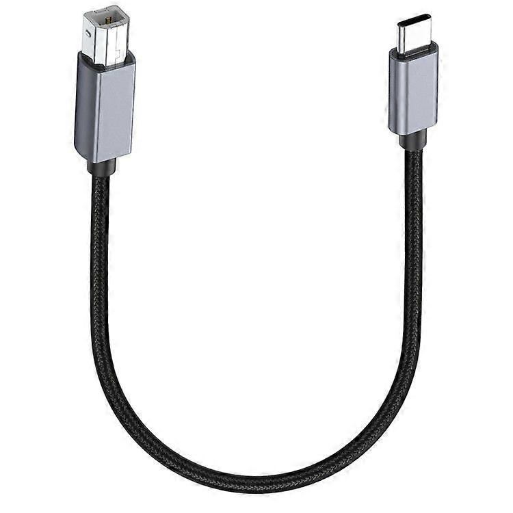 0.3m USB B to USB C Printer Cable Nylon Cord Compatible with MIDI Keyboard DAC DJ Controller