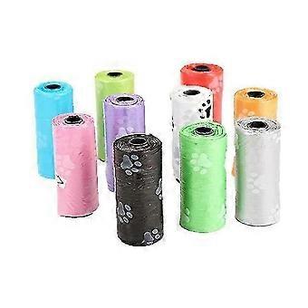 (Random Color/10 rolls) Colourful Print Pet Dog Poop Bags Roll 26-27