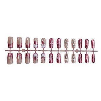 Press on Nails Santa Claus Glitter Snowflake Holiday Christmas 24PCS