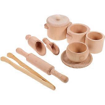 Wooden Kitchen Toy Toddler Tea Party Set with 1Set for Playtime