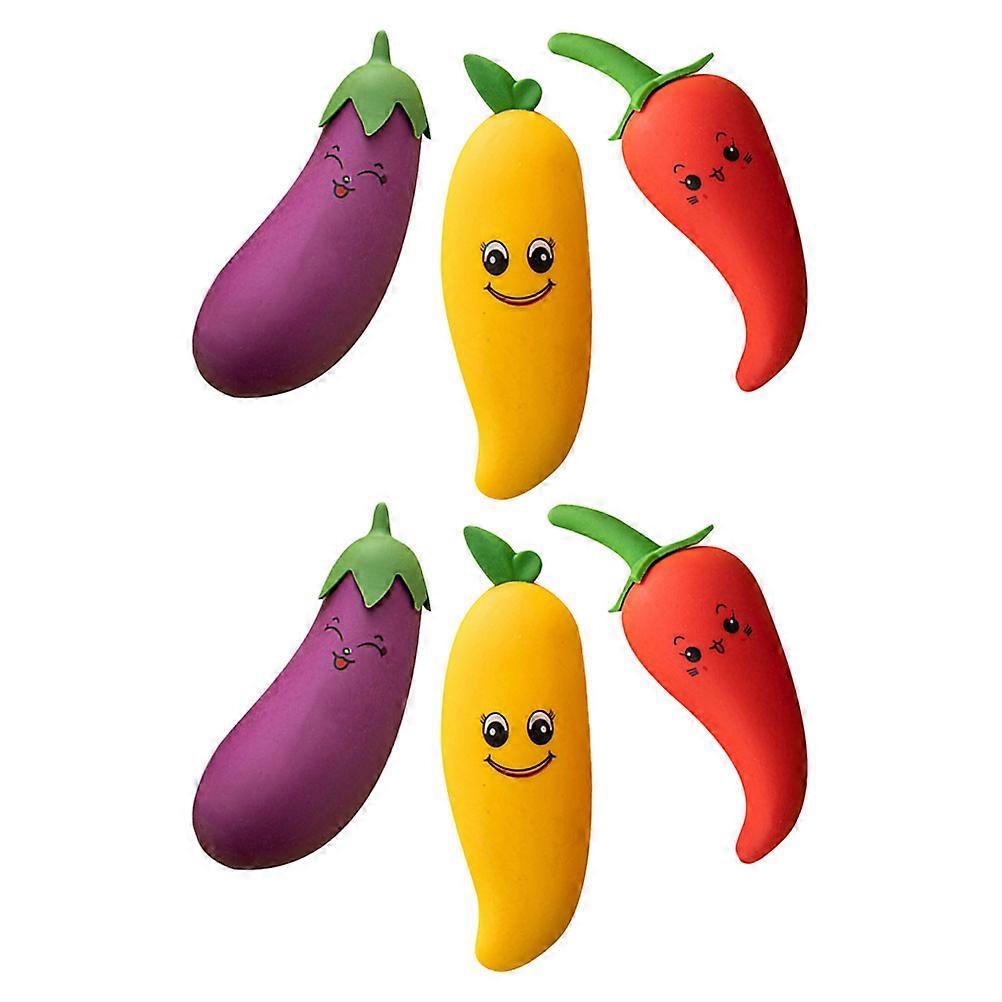 6pcs Cartoon Erasers Multi-function Small Erasers Delicate Fruit Pencil Erasers Writing Accessory