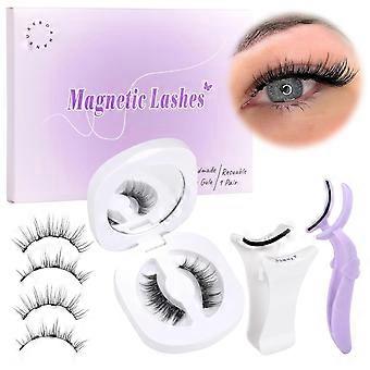 Magnetiske øyevippestrimler 2 applikatorer Naturlige magnetiske øyevipper strimler Klips gjenbrukbare halve øye falske øyevipper Ingen lim nødvendig, ingen eyeliner R