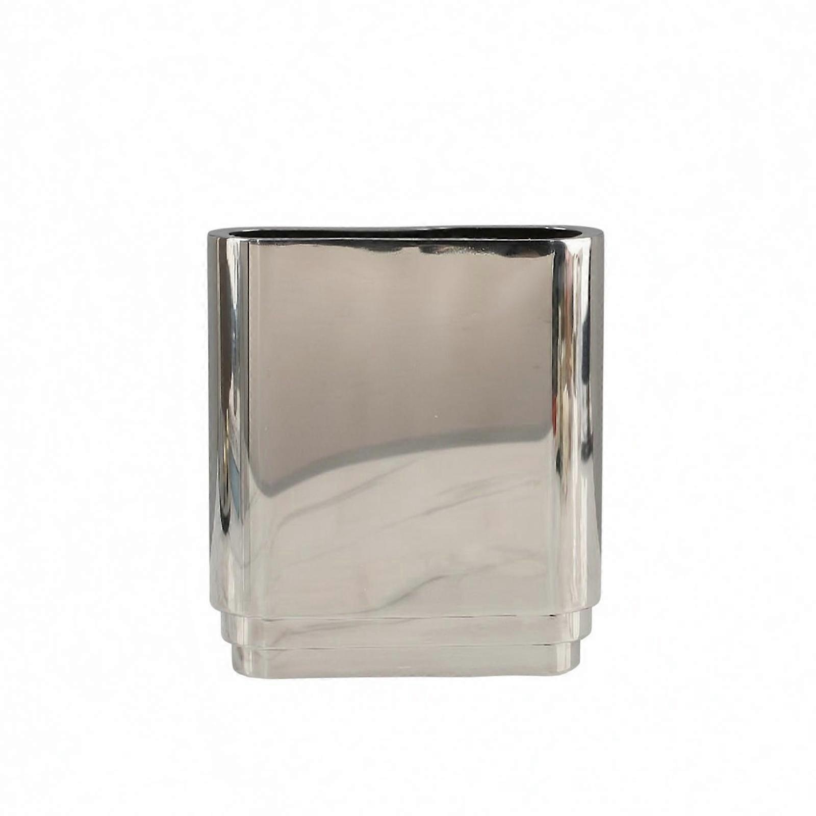 Rectangular Mirror Vase Rounded Corners Mirrored Vase Silver