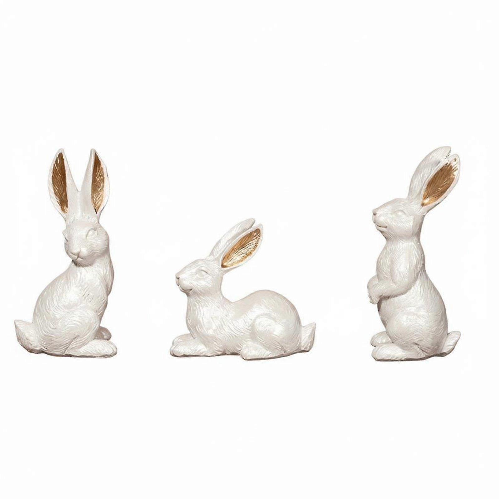 3 Pieces Easter Bunny Figurines Multiple Poses Easter Hare Figurine Elegant