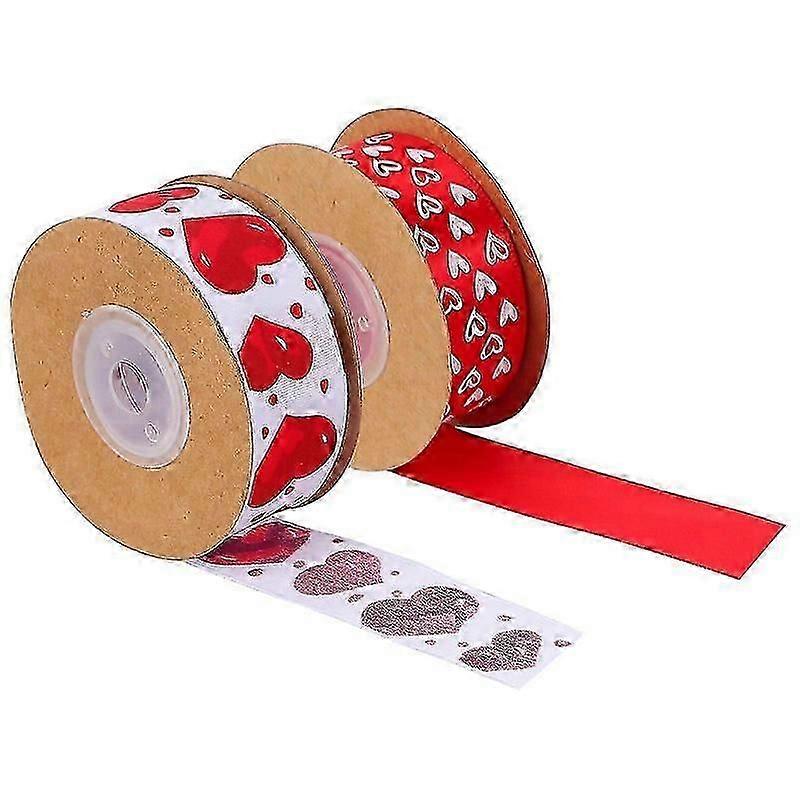 2 Rolls Printed Ribbons for Valentine Gift Wrapping