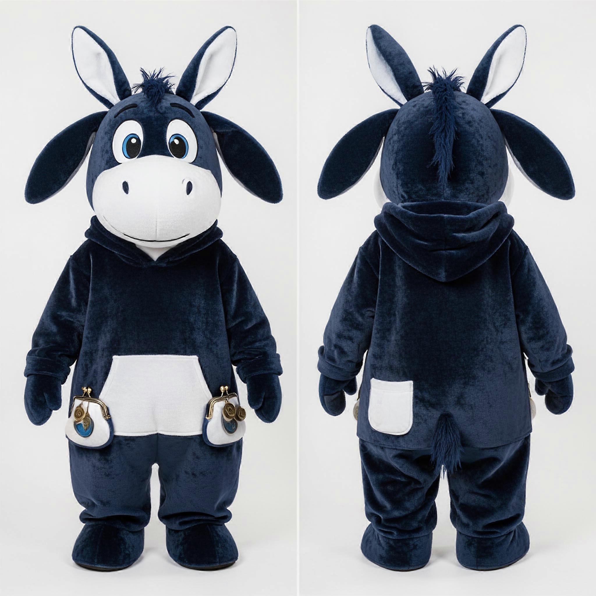 MASTICOT Navy Blue Velvety Donkey Mascot