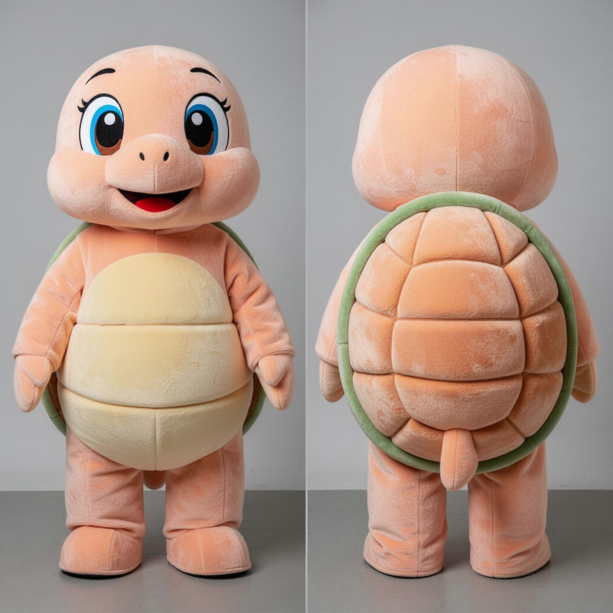 MASTICOT Peach Velvety Cartoon Turtle Mascot