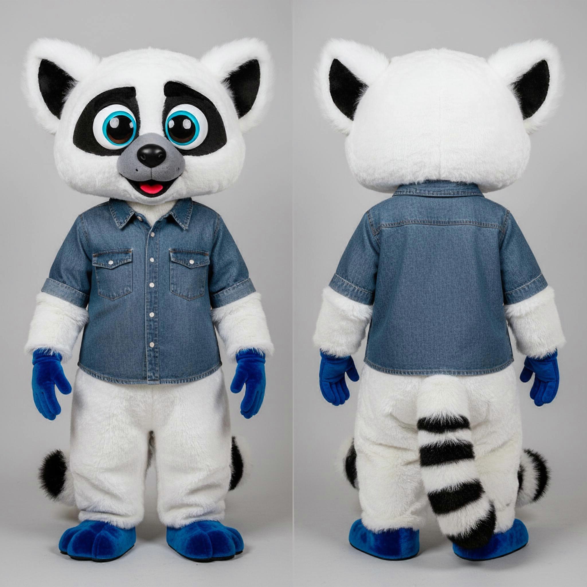 MASTICOT Snow White Fluffy Lemur Mascot