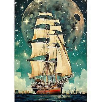 Starry Night & Sailing Ship Stress Reliever Jigsaw Puzzle XI-0120