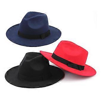 Classic Unisex Structured Wool Fedora Hat compatible with Men and Women (Navy Blue)