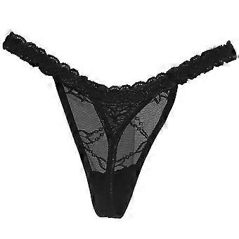 G-String Thongs for Women T-back Breathable Cheeky Underwear Panties Floral Lace Hollow Out Low Waist Thongs Gifts Black Universal code