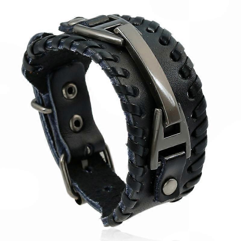 Braided Leather Bracelet for Men Adjustable Cuff Wrap Style