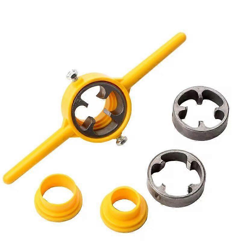Die Set Manual Hand Tool Pipe Round Die Set Pipe Threader Plumbing (1set,yellow)