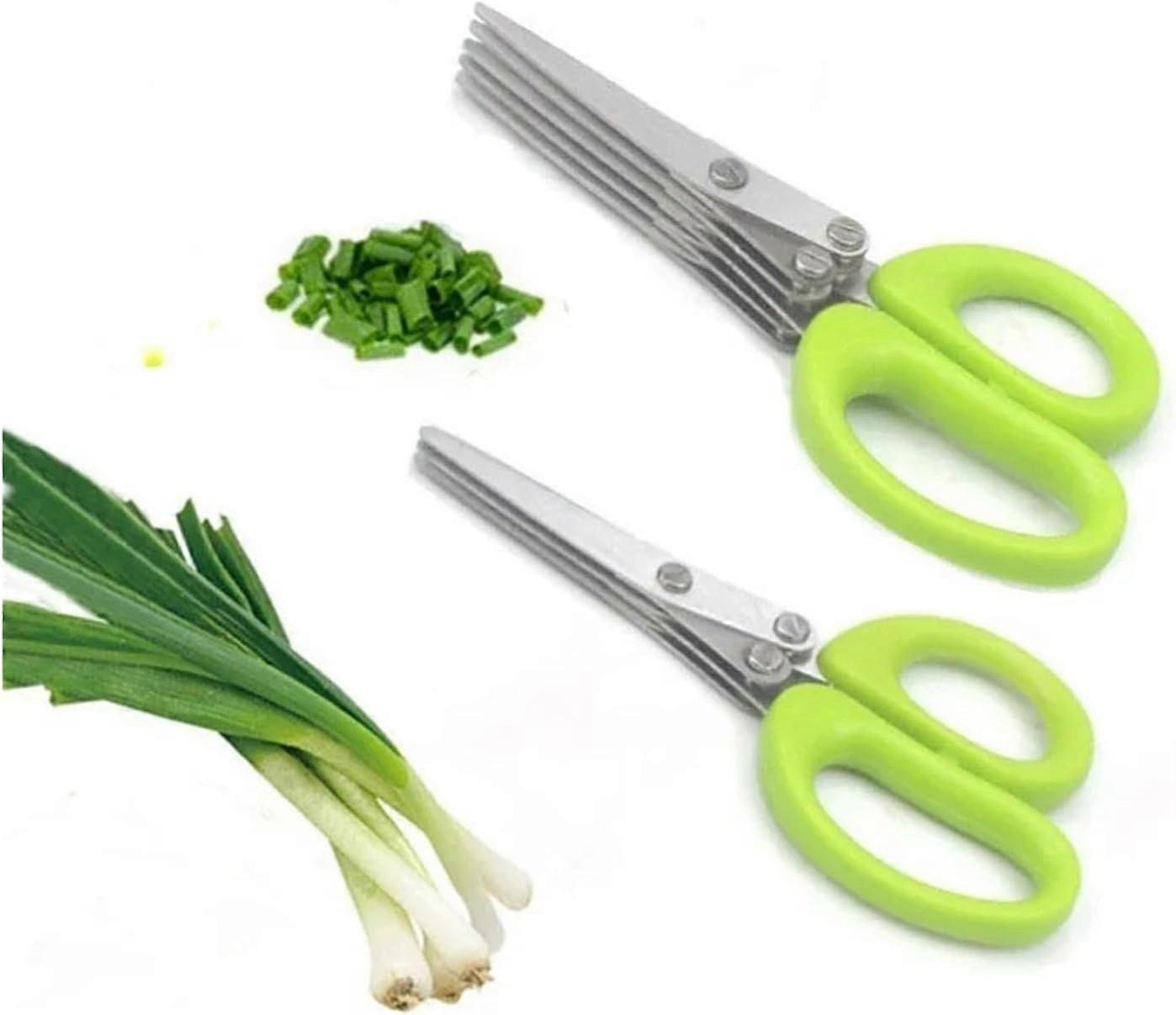 3/5 Layer Multi Stainless Steel Scallion Scissors, Vegetable Salad Tool Utility Kitchen Shears Accessories