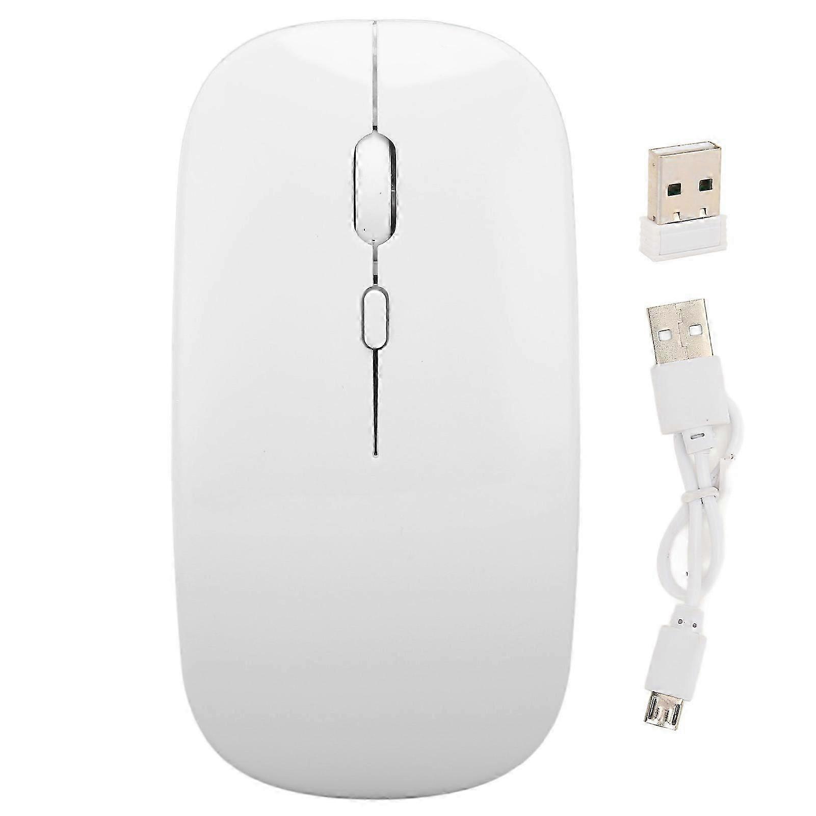 Wireless USB Mouse Rechargeable Low Noise Computer For Work Study Leisure Time White