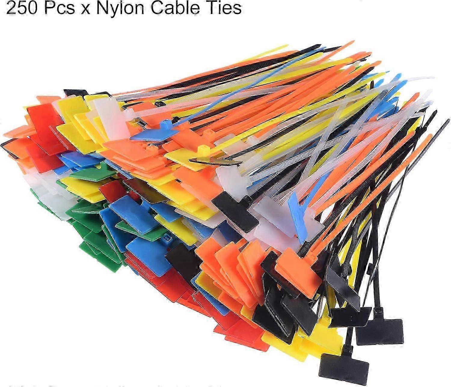 250 Heavy-Duty Label Cable Ties Set