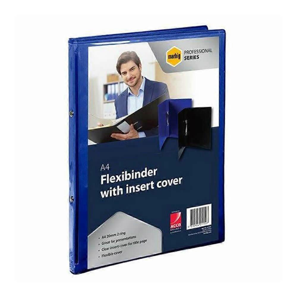BLUE Marbig Professional Flexi Binder Insert 2 Ring 20mm A4 with Clear Cover
