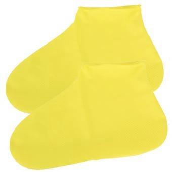 Yellow Latex Rain Boot Covers for Men Size L, Waterproof Shoe Protectors with NonSlip Grip